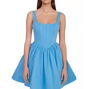 STAUD Elegant Blue Sleeveless Dress